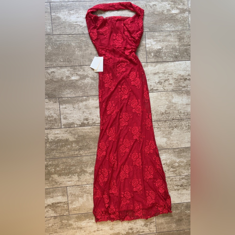 Brand New Peppermayo Red Floral Lace Maxi Dress